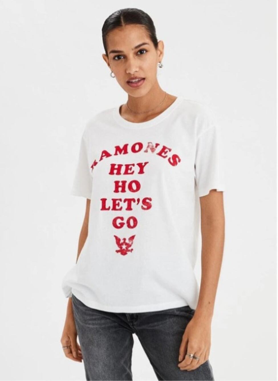 Ramones White Unisex Tee "Hey Ho Let's Go" - Size Medium